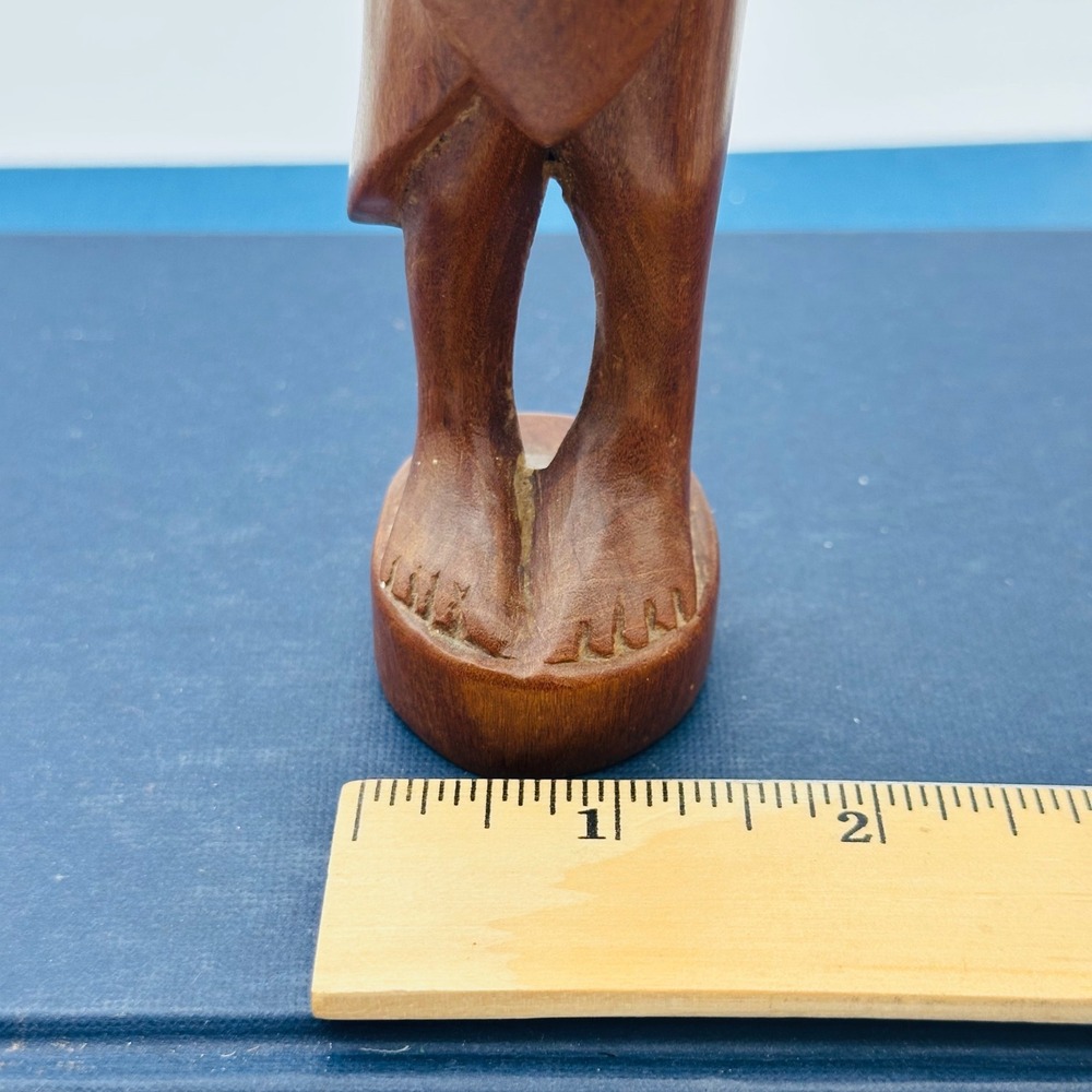Vintage Hand Carved Wooden African Tribal Warrior Figurine Statue 9" Boho Global - Picture 5 of 6